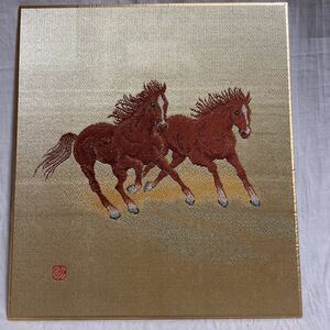 Art hand Auction Aya Nishikiori Akira Shirasaki Original Gemälde Stickerei Malerei Interieur Pferd Pferd viel Glück, Sport, Freizeit, Pferderennen, Andere