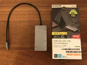 【美品】ELECOM　エレコム USB Type-C ハブ ドッキングステーション 6-in-1 DST-C12SV