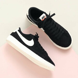 23cm●ナイキ ウィメンズ ブレーザー ロー SD 黒 白 AA3962 006 NIKE W BLAZER LOW SD バスケットボール バスケ スニーカー デッキ