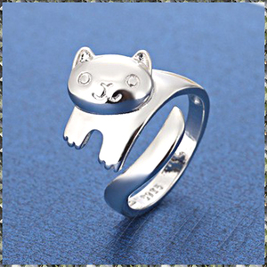 [RING] Silver Adjustable Cute kitten Cat アジャスタブル オープン フリーサイズ リング キュート 子猫 キャット シルバー指輪