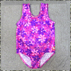 [USED] Swim Free лиловый розовый цветочный принт Kids воздушный float встроенный способ судно купальный костюм One-piece купальный костюм 4~6 лет передний и задний (до и после) M 110 размер 