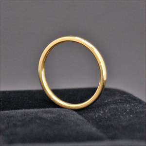[RING] Yellow Gold Plated Stainless Smooth Simple スムース シンプル イエローゴールド 2mm 甲丸スリム リング 23号 (1.7g)【送料無料】