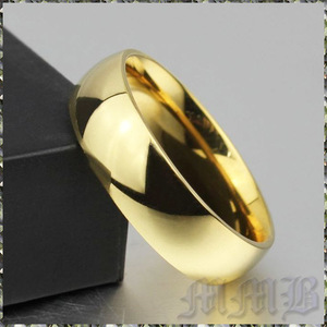 [RING] 18K Gold Filled 316L Stainless Steel 甲丸 6mm ワイド ゴールド シンプル リング 19号 (4.5g) 【送料無料】