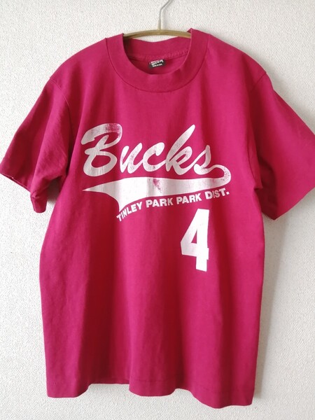 ヴィンテージ カレッジTシャツ 90s made in USA BEST ユニフォームデザイン 半袖 赤 ロゴT アメリカ製 古着 アメカジ FRUIT OF THE LOOM