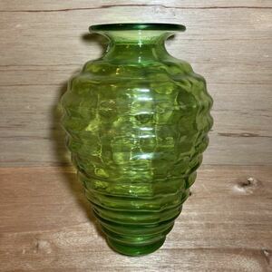 Flower Vase vintage フラワーベース グリーン 再生ガラス 高さ35センチ ミッドセンチュリー インテリア 硝子 花瓶 緑