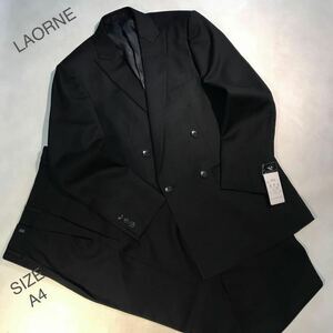 ★紳士服工房★【感謝セール】★新品★未使用LAORNE4ッ釦1ッ掛け礼服ダブル スーツ/サイズA4冠婚・葬祭・式典/礼装礼服/オールシーズン