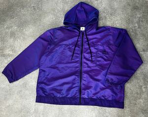 激レア 希少 美品 Action sportswear 80s 90s vintage USA製 オーバーサイズ ナイロン フーデット ジップ ブルゾン 3XL ソラーロ パープル