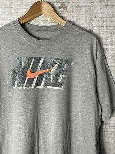 ☆US古着 NIKE ナイキ Tシャツ 半袖 プリント グレー灰色【Lくらい】コットン　　　　　◆3798◆