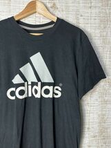 ☆US古着 adidas アディダス プリント デカロゴ Tシャツ ドライ 速乾 スポーツ ブラック黒【L】コットンポリ　　　　　◆3861◆_画像1