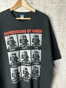 ☆超ビッグサイズ US古着 STAR WARS スターウォーズ ダースベーダー プリント Tシャツ イラスト ブラック黒【2XL/XXL】コットン　◆3880◆