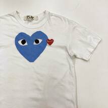 PLAY COMME des GARCONS 水色 ハート プリント ワッペン 半袖 Tシャツ ホワイト Mサイズ コムデギャルソン Tee カットソー archive 3010108_画像3