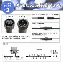 クリスマス 防滴 イルミネーション ストレート ライト 電飾 LED 200球 20m ２色 白 ・ ブルー ８種類点滅 Ａコントローラセット_画像5