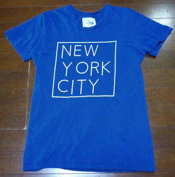 URBAN RESEARCHアーバンリサーチ * オーガニックコットン100％Ｔシャツ * 青NEW YORK CITY * メンズ40