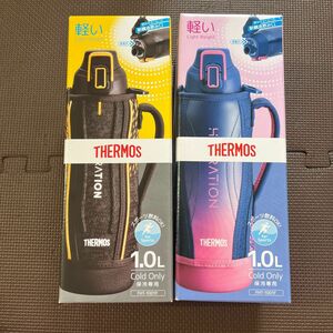 サーモス THERMOS 真空断熱スポーツボトル 1.0L 水筒 2本セット　FHT-1001F ブラックオレンジ　ネイビーピンク