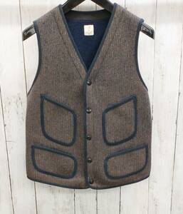 ANATOMICA/BEACH CLOTH VEST/アナトミカ/ビーチクロスベスト/530-452-08/フロントスナップ/ウールコットン/36/秋