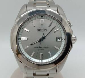 SEIKO セイコー 電波ソーラー メンズ 腕時計 7B42‐0AG0 シルバー文字盤 デイト