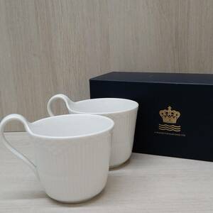 【箱付き】ROYALCOPENHAGEN ロイヤルコペンハーゲン ホワイトフルーテッド マグカップ ハイハンドル ブランド 食器 2客 330ml 店舗受取可