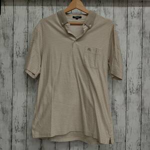 [ price cut ]BURBERRY BLACK LABEL polo-shirt BURBERRY London short sleeves beige three . association made in Japan LL size BBV79-246-43