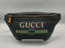 GUCCI 527792 スモールプリント ボディバッグ レザー ブラック 保存袋付き グッチ_画像1