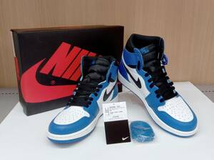 美品 NIKE ナイキ AIR JORDAN1 エアジョーダン 1 レトロ HIGH OG 555088-403 スニーカー 箱あり 替えヒモあり 27.5 ホワイト×ブルー 通年