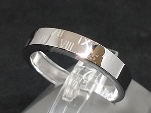 K18 18金 WG ローマ数字 デザイン 平打ち リング 指輪 ホワイトゴールド 4.0g #15 店舗受取可
