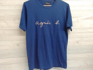 Agnes b EMBROIDERY LOGO HALF SLEEV TEE BLUE Agnes * beige embroidery Logo short sleeves T-shirt blue size O 8807K261 E19