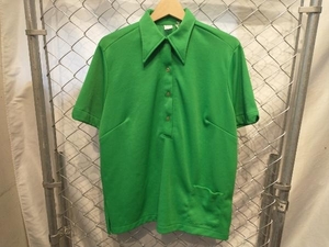 70s Vintage Hilton Polyester S/S Polo Green Made in USA 古着 ヒルトン ポリエステル 半袖 ポロシャツ グリーン 米国製 店舗受取可