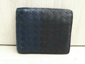 BOTTEGA VENETA ボッテガ・ヴェネタ イントレチャート B05652719V 二つ折り財布 ブラック/ブルー系 メンズ ブランド財布