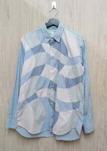 COMME des GARCONS SHIRT/コムデギャルソンシャツ/長袖シャツ/FE-B103/パッチワークシャツ/チェック×ストライプ/ブルーピンク系/S