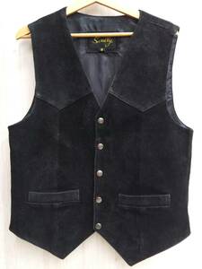 Scully сеть для рыбы -Leather Vest кожа лучший зажим передний чёрный черный мужской S размер 