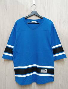 X-LARGE/エクストララージ/半袖Tシャツ/LINED HOCKEY TEE 01182308/ブルー/Lサイズ