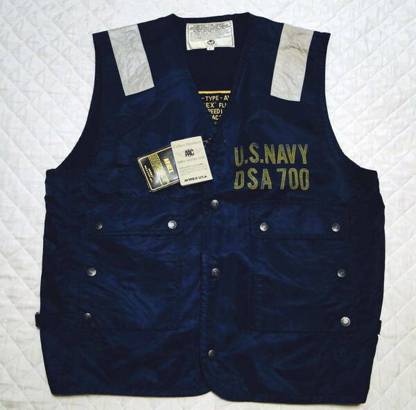 90's AVIREX アビレックス ラジオベスト U.S.NAVY Vest NAVY デッドストック 送料込