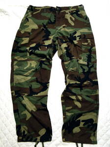 80's US ARMY カーゴ コンバットパンツ Woodland Camouflage Pattern Combat Trousers Pants Large-Regular ユースド 送料込