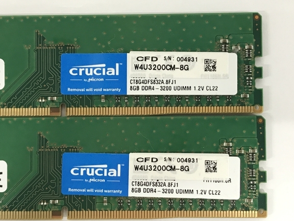 crucial 8GB DDR4-3200 W4U3200CM-8G メモリ2枚セットPC 周辺機器