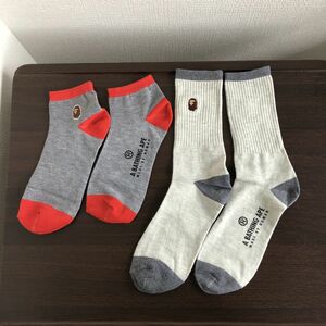 即決 新品 アベイシングエイプ メンズ ソックス２足セット A BATHING APE 靴下/35-2-39