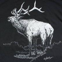 新品1991年 ヘラジカ ヴィンテージ Tシャツ ムース トナカイ カリブー エルクUSAアメリカ アラスカ ロッジ 鹿 アート 古着XL オールド 画家_画像4