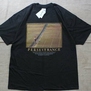 1990s 新品タグ付 PERSEVERANCE ヴィンテージTシャツ 映画 階段 アート グラフィック 幾何学 宇宙 ランニング マラソン ゲーム ピカソ モネ