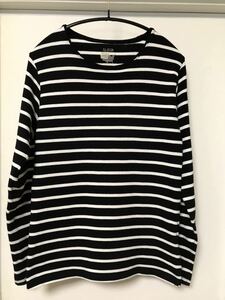 ◆【美品】nano・universe ナノ・ユニバース/ USA COTTON ロングスリープボーダーT / BLACK×WHITE S size