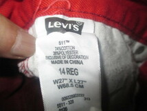 W27(68,5cm)★Levi's リーバイス◆511 ジーンズ ◆スリム 赤◆USA古着　送185_画像6