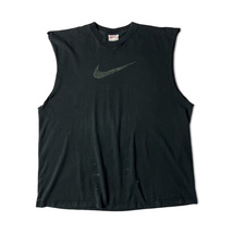 雰囲気系 90s NIKE ビッグ スウォッシュ ロゴ プリント カットオフ ノースリーブ Tシャツ XL / 90年代 オールド ナイキ_画像1