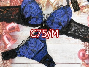 PP12-C75/Mbla& T-back shorts set new goods / black * navy blue * blue series back race floral print embroidery charm side height style slim bla