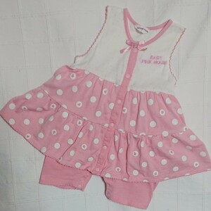 〇965 BABY PINK HOUSE　ピンクドットの切り返しワンピース　70