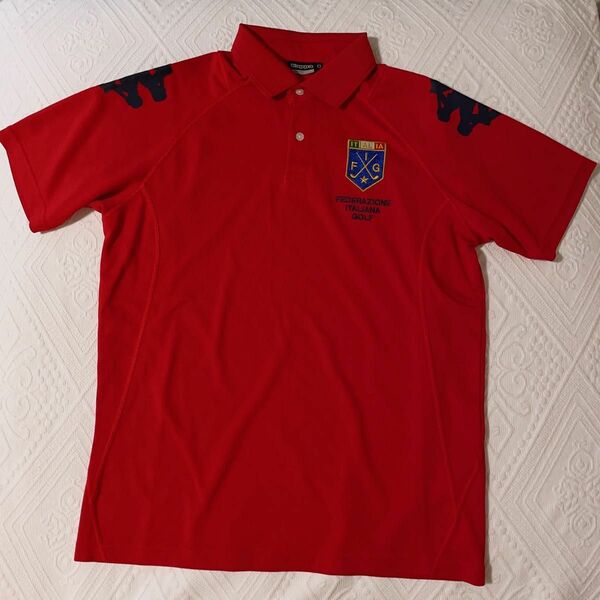 美品　KAPPA カッパ 半袖ポロシャツ　サイズ O L〜LLサイズ位　深めの赤　カッパゴルフ　Italia