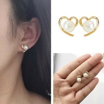 ★ オシャレ ハート パール ピアス ★ レディース ジュエリー パールピアス イヤリング 可愛い アクセサリー 金 a7_画像6