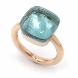 Pomellato nude maki Shilling approximately 8 number K18PG WG blue topaz new goods finish settled pink gold color stone jewelry used free shipping 