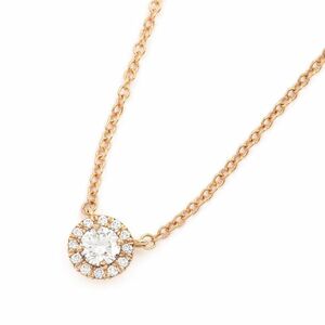  Tiffany so rest pendant K18PG new goods finish settled round brilliant cut diamond necklace pink gold 40cm used free shipping 