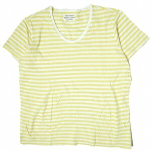 pyjama clothing ピジャマクロージング ベルギー製 Border ?U-Neck Tee ボーダーUネックTシャツ S イエロー/ホワイト カットソー g9601