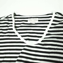 pyjama clothing ピジャマクロージング ベルギー製 Border ?U-Neck Tee ボーダーUネックTシャツ S ブラック/ホワイト カットソー g9606_画像4