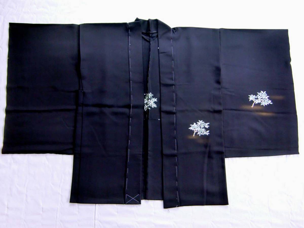[Новый/нестандартный] Раскрашенный вручную черный хаори Юдзэн, беседка, черный хаори, кимоно, чистый шелк, неиспользованный, нестандартный, кимоно, кимоно из 100% шелка, мода, женское кимоно, кимоно, пальто, Прибытие в путь