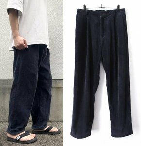 定価2.4万 19A/W BLUE BLUE CORDUROY ONE-TUCK BUGGY PANTS 2 ブルーブルー コーデュロイ ワンタック バギーパンツ ネイビー イージー HRM